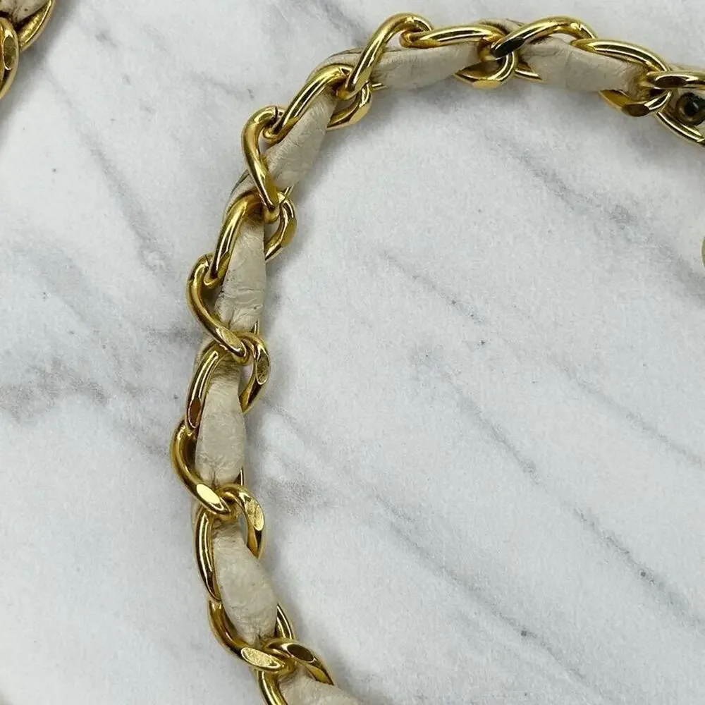 Faux Leather Woven Gold Chain Belt Double Hook Y2K Style Extra Small/Small ✨
